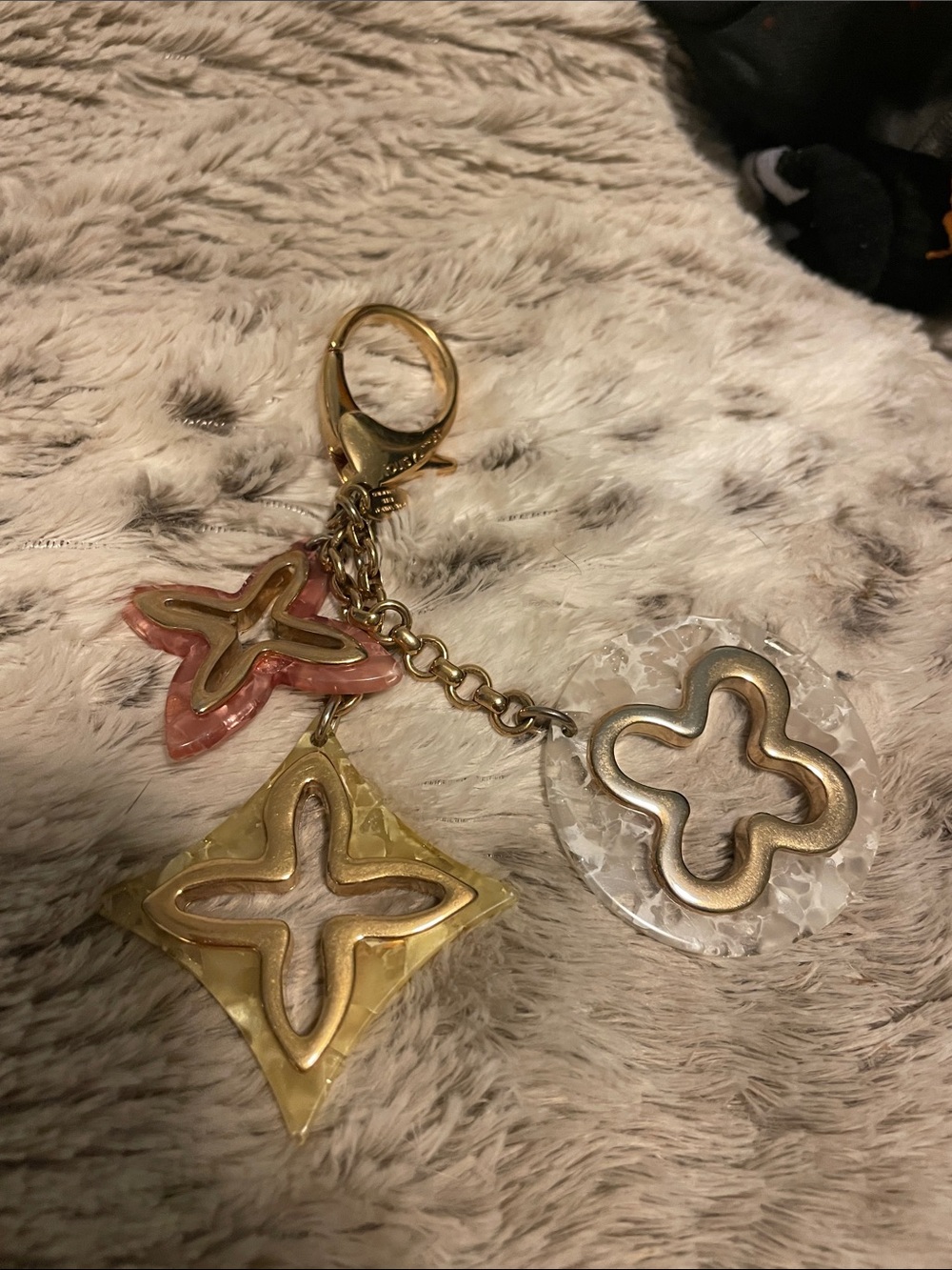 Louis Vuitton Gold-Tone Floral Charm Key & Card Holder in Pink, Yellow, Clear